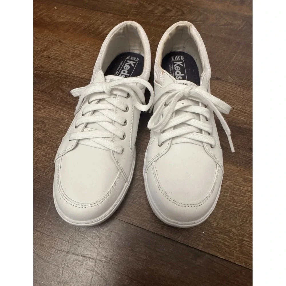 Keds White Leather Lace Up Sneakers Women's Size 7 Classic Casual Shoes